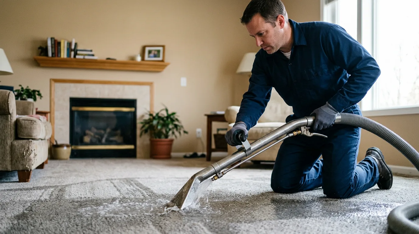 Water damage restoration technician working near New Geneva, PA
